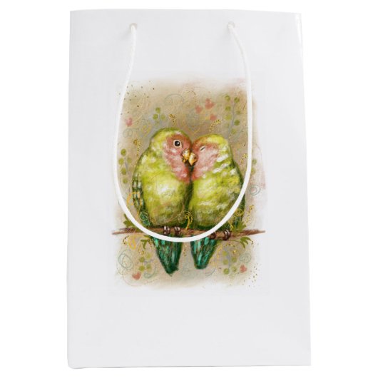 かわいいラブバードのオウム。21 ミディアムペーパーバッグ (正面)