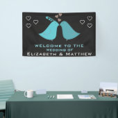 かわいいラブバードのカスタムウェディング 横断幕 (トレードショー)