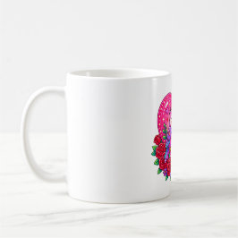 かわいいラブバードのハートの花 コーヒーマグカップ