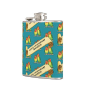 かわいいラブバードハッピーアニバーサンバーロマンチックレトロ フラスク (左)