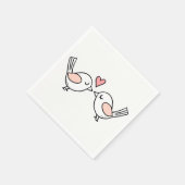 かわいいラブバードピンクの白い愛結婚の鳥 スタンダードカクテルナプキン (角)