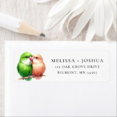 かわいいラブバードペア差出人住所ラベル ラベル (インサイチュ)