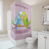 かわいいラブバード名前をカスタムするシャワーカーテン シャワーカーテン (インサイチュ)