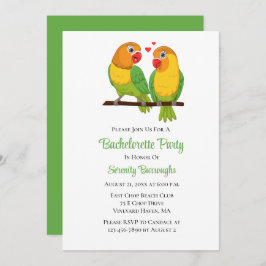かわいいラブバード愛の鳥グリーンバチェロレッテ 招待状