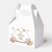 かわいいラブバード愛の鳥ピンクの結婚披露宴 フェイバーボックス (裏面サイド)