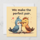 かわいいラブバード漫画の鳥のバレンタインデー シーズンカード (正面)