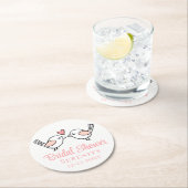 かわいいラブバード漫画ラブバードブライダルシャワー ラウンドペーパーコースター (インサイチュ)