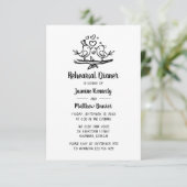 かわいいラブバード白黒結婚のリハーサルディナー 招待状 (スタンド正面)
