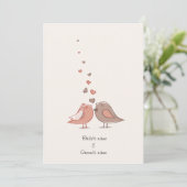 かわいいラブバード結婚式招待状カード 招待状 (スタンド正面)