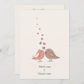 かわいいラブバード結婚式招待状カード 招待状 (正面/裏面)