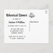 かわいいラブバード結婚白黒のリハーサルディナー インビテーションポストカード (裏面)