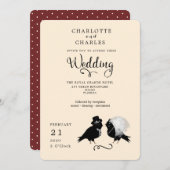 かわいいラブバード花嫁と花婿エレガント招待状 招待状 (正面/裏面)