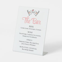 かわいいラブバード黒ピンクのラブバード結婚ズバー 台座サイン