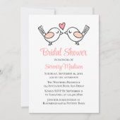 かわいいラブバードlovebirdピンクブラックブライダルシャワー 招待状 (正面)