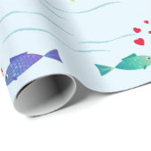 かわいいラブフィッシュ海 ラッピングペーパー (ロールコーナー)