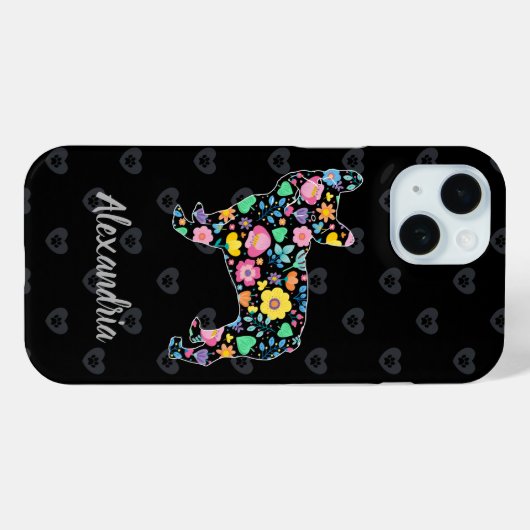 かわいいラブマイブルフランスのドッグフローラデザイン Case-Mate iPhoneケース (裏面 (横))