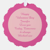 かわいいラブメッセージフクロウカスタム オーナメントカード (裏面)