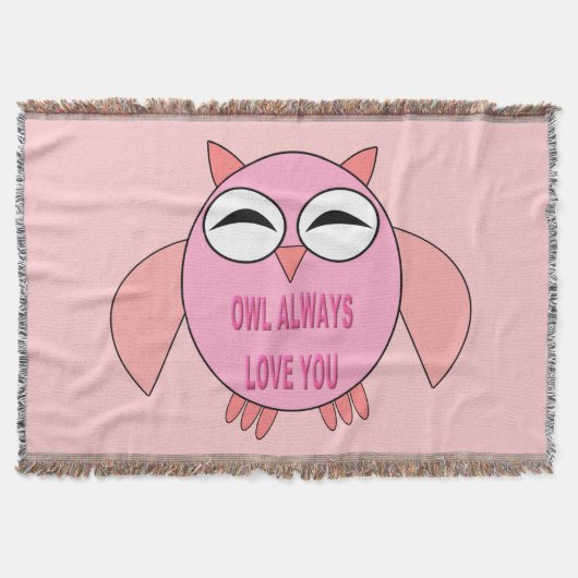 かわいいラブメッセージフクロウブランケット スローブランケット (正面)