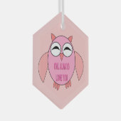 かわいいラブメッセージフクロウ ガラスオーナメント (正面右)