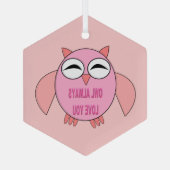 かわいいラブメッセージフクロウ ガラスオーナメント (裏面)
