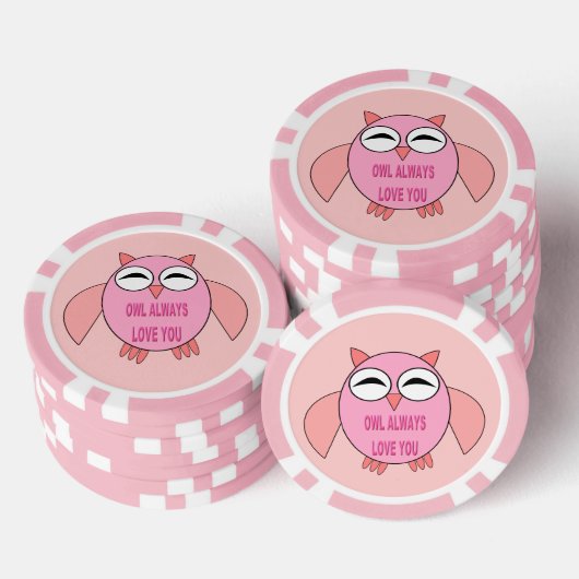 かわいいラブメッセージフクロウ ポーカーチップ (積み重ね)