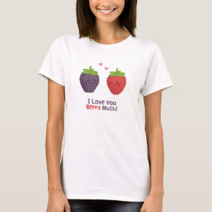 かわいいラブユーベリーマッチ パン・ユーモア Tシャツ