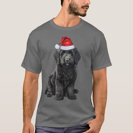 かわいいラブラドゥードル 犬好き 楽しいクリスマス Tシャツ (正面)