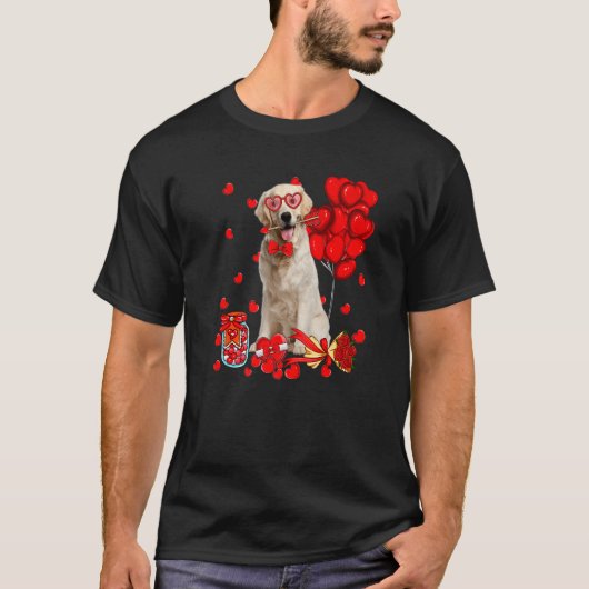 かわいいラブラドールおもしろい犬ハートバレンタインデー犬 Tシャツ (正面)