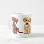 かわいいラブラドールの子犬、マグの3色 コーヒーマグカップ (正面左)