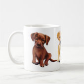 かわいいラブラドールの子犬、マグの3色 コーヒーマグカップ (左)