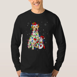 かわいいラブラドールサンタ帽子クリスマスイルミネーションXmas Tシャツ