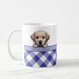 かわいいラブラドールパピー最高の犬ママダークブルーギンガムチェック コーヒーマグカップ