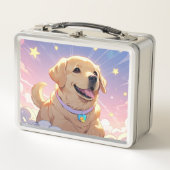かわいいラブラドールレトリエバースカイ&スターズ メタルランチボックス (正面)