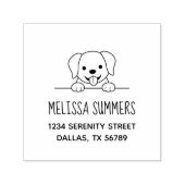 かわいいラブラドール犬がアドレスの上を覗く セルフインキングスタンプ (デザイン)