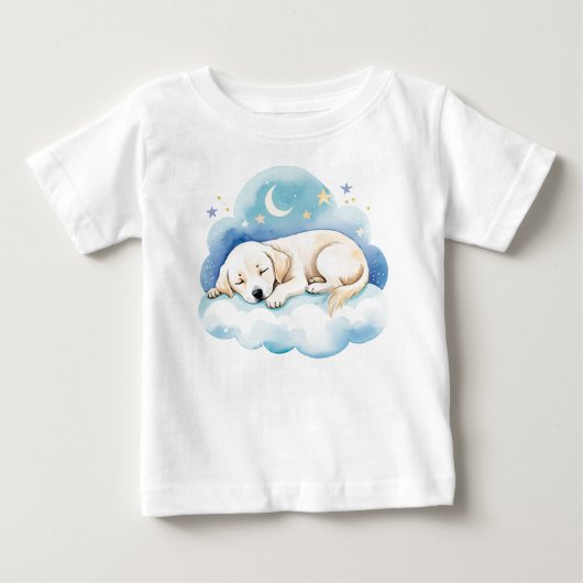 かわいいラブラドール犬と月 – ベビーTシャツ (正面)