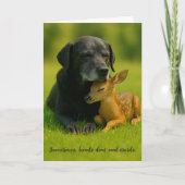 かわいいラブラドール犬と鹿の子だよ　応援カード カード (正面)