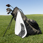 かわいいラブラドール黒犬の子犬ペットスケッチ ゴルフタオル (グリーン)