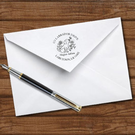 かわいいラブラドール,子犬,花,差出人住所 セルフインキングスタンプ