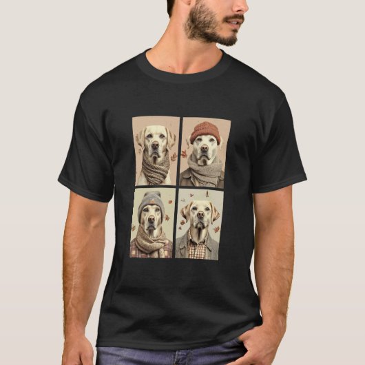 かわいいラブラドール 秋の葉 犬好き 秋の美学 Tシャツ (正面)