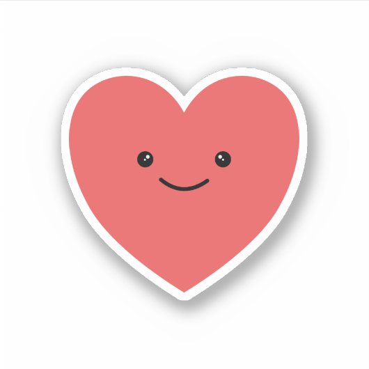かわいいラブリーかわいい笑顔赤いハート シール (正面)