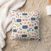 かわいいラブレターとさくらんぼパターン クッション (ブランケット)