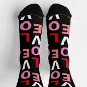 かわいいラブレッドピンクブラックバレンタインデー ソックス (上部)