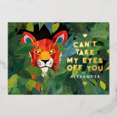 かわいいラブワード カラフルジャングル ワイルドタイガー ペイント済み 箔シーズンカード (正面)