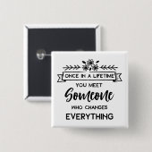 かわいいラブ引用文の結婚婚約花嫁 缶バッジ (正面&裏面)