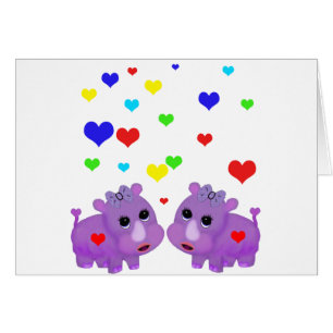 かわいいラベンダーのサイの虹のハートのサイGLBT
