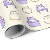かわいいラベンダーの太った猫のペーストルトーンのギフトラッピングペーパー ラッピングペーパー (ロールコーナー)