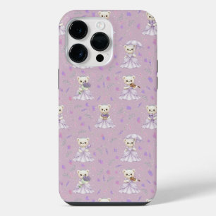 かわいいラベンダープリンセスベア柄 iPhone 14 PRO MAXケース