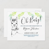 かわいいラマああ赤ちゃんシャワー少女 インビテーションポストカード (正面/裏面)