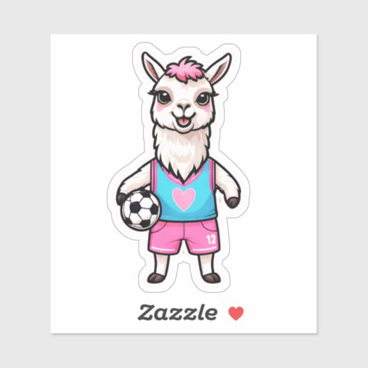 かわいいラマがサッカーをプレイ シール (シート)