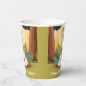 かわいいラマが魔法の森で瞑想する誕生日 紙コップ (左)